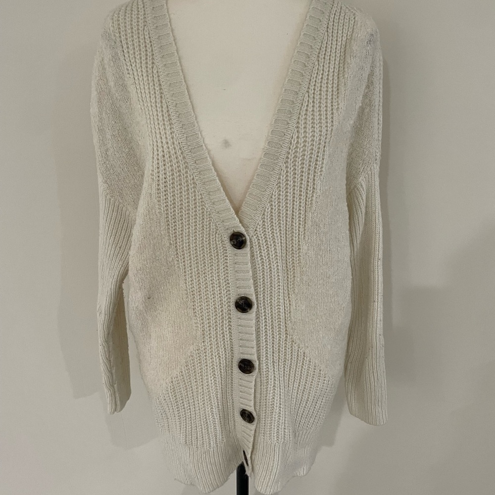 Women's Cream Button-Up Sweater